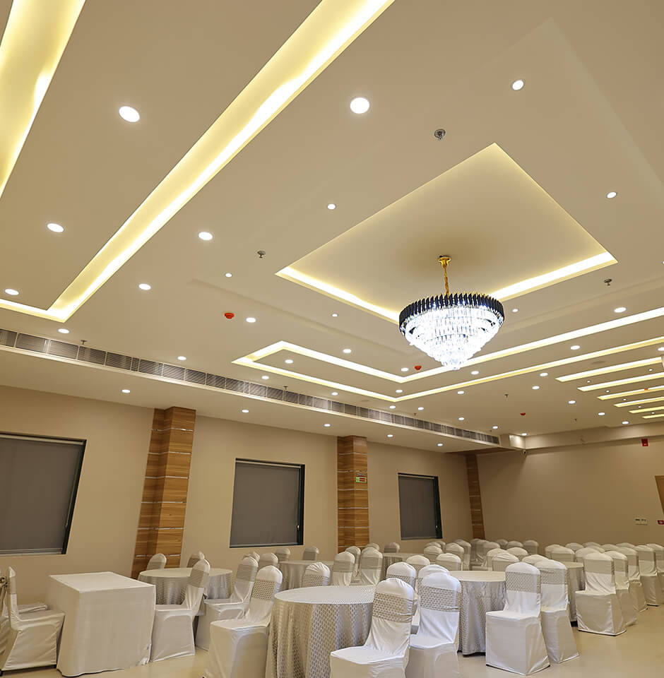 Spacious banquet hall at Sharda Residency for events