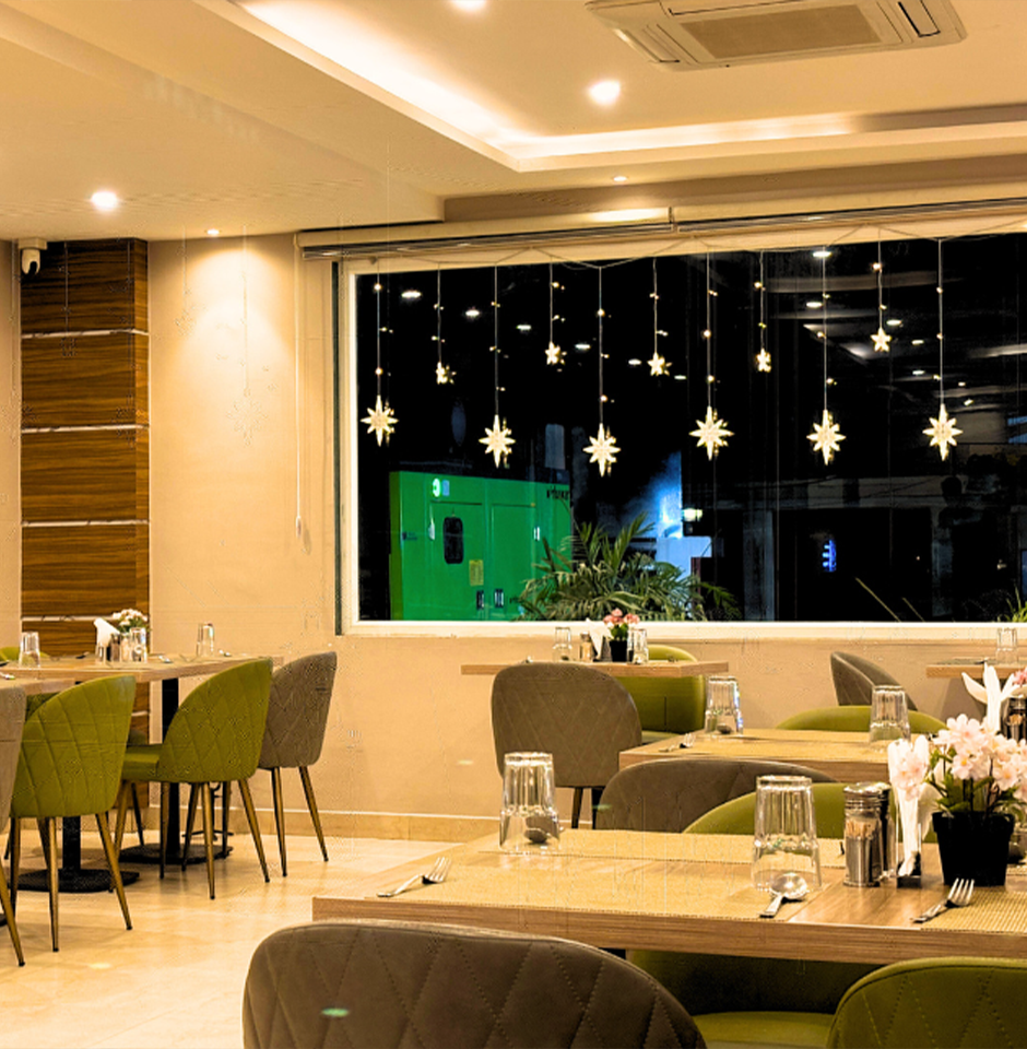 Main dining area at Sharda Residency restaurant