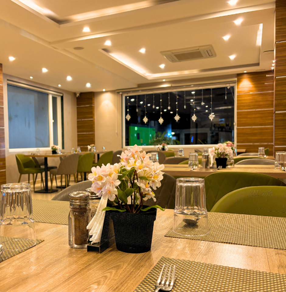 Stylish restaurant interior at Sharda Residency