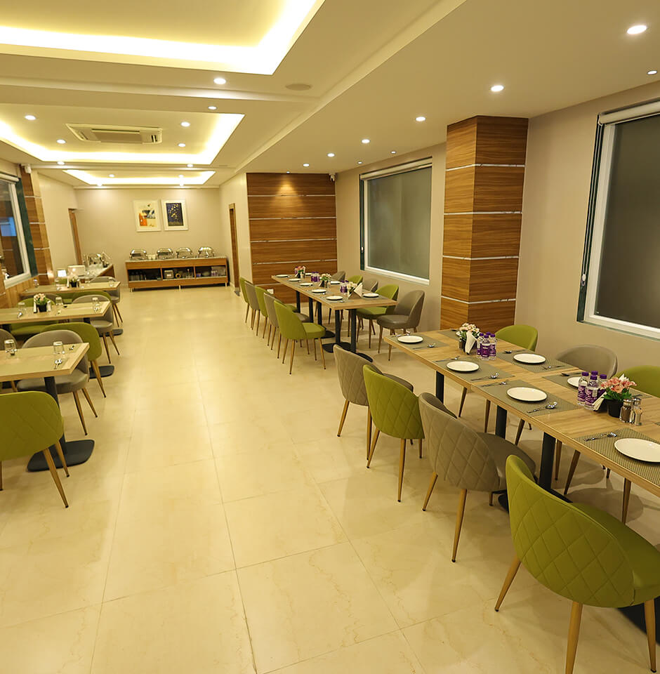 Stylish restaurant interior at Sharda Residency